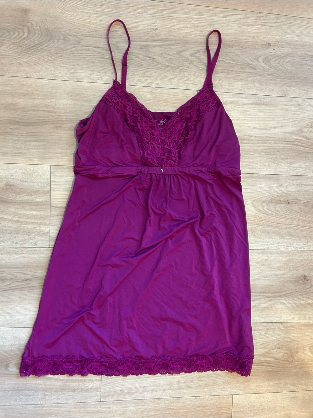 Women's Lace-Trim Slip Chemise in Magenta